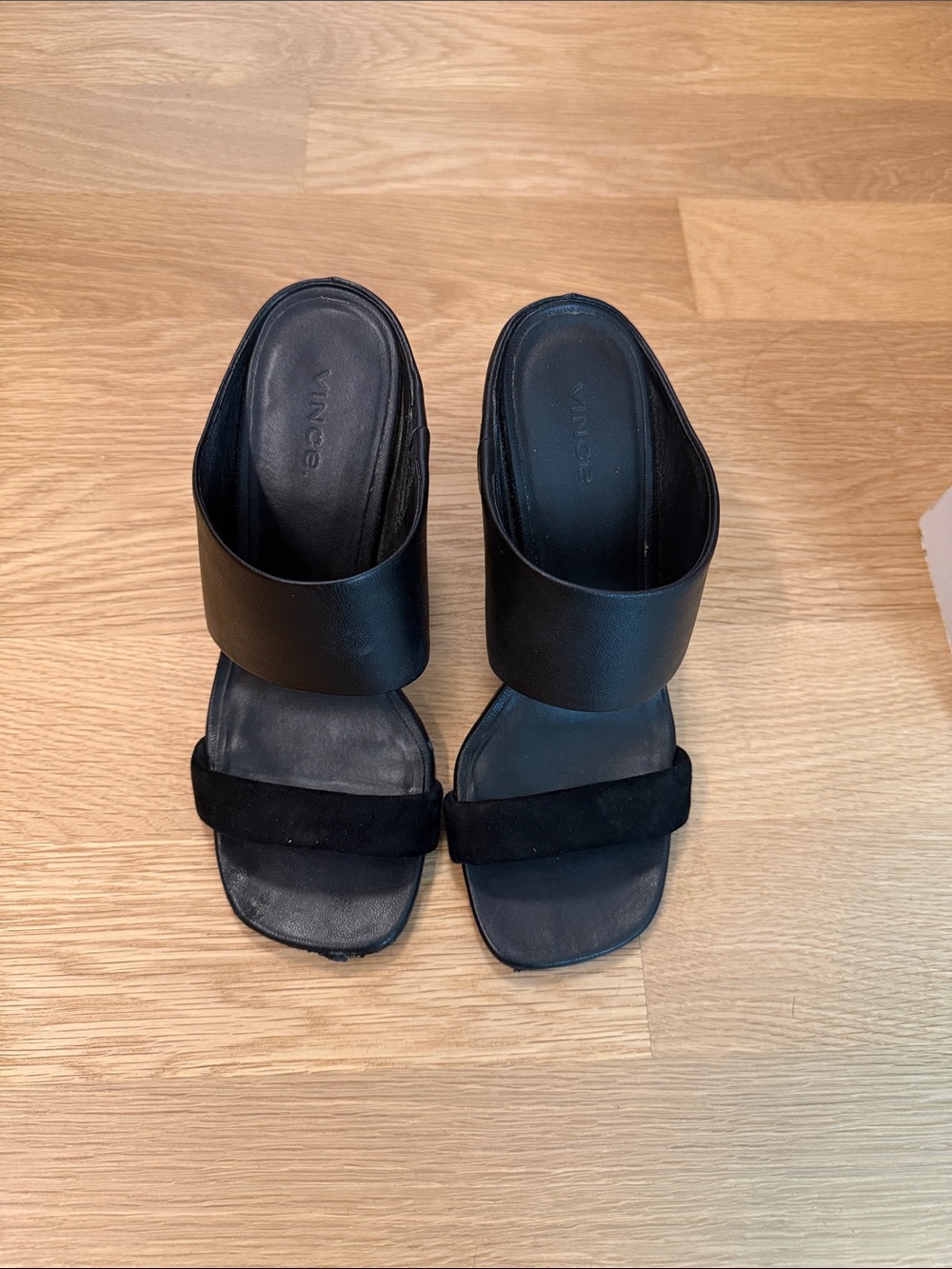 Vince Black Two-Band Slide Mules